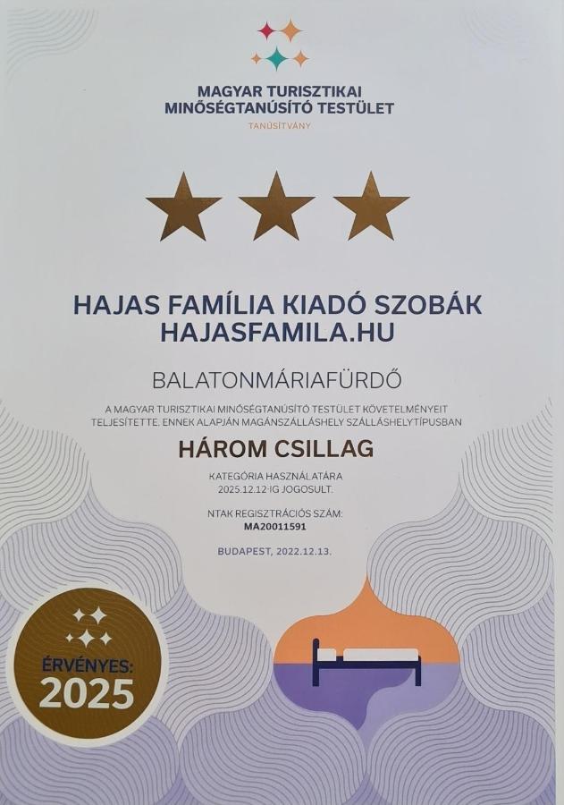 Hajas Familia Kiado Szobak บาลาตอนมารีอาเฟือร์เดอ ภายนอก รูปภาพ